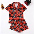 thumbnail image 2 of Miaoju Pajamas for Women Set 2 Piece Short Sleeve Button Down Satin Pjs Halloween Loungewear Fall Pjs Sets Funny Print Sleepwear, 2 of 7