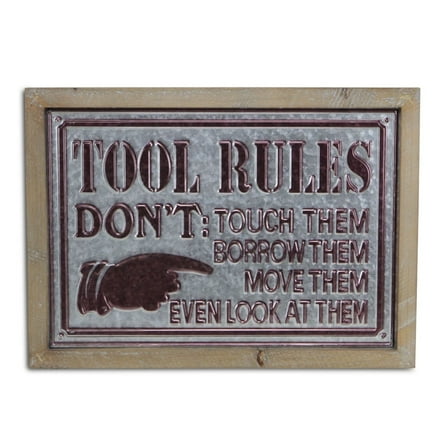Contemporary Home Living 19.75" Brown and Silver Farmhouse Style Tool Rules Wall Sign