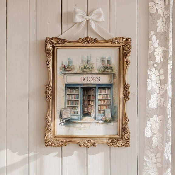 Vintage Bookstore Art Print Literary Cottagecore Decor Poster Decor, Unframed Poster Size 8x12 F03.1.22l566