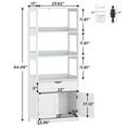 thumbnail image 2 of Kitchen Sideboard Pantry Cabinet Tall Freestanding Storage Cabinets with Shelves and Drawer for Bathroom Home Office, White, 2 of 9