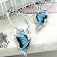 thumbnail image 3 of Ayyufe Women 1Pair Blue Crystal Rhinestone Enamel Butterfly Dangle Hoop Earrings Earbob, 3 of 6