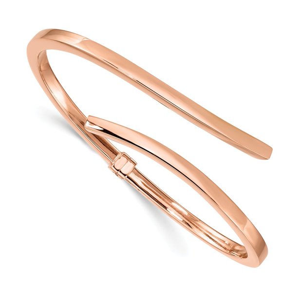 Jewelry 925 Sterling Silver Rose tone Polished Bypass Hinged