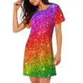 thumbnail image 2 of Kdxio Colorful Glitter Pattern Womens Short Sleeve Sleepshirt Scoopneck Cute Nightdress Ruffle Comfy Nightgown, 2 of 6