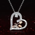 thumbnail image 3 of FENGGHAO Mothers Day Heart Shape Inlaid Pendant Necklace I Love You For Always And Forever Rose Design Alloy Love Jewelry for Mom, 3 of 7