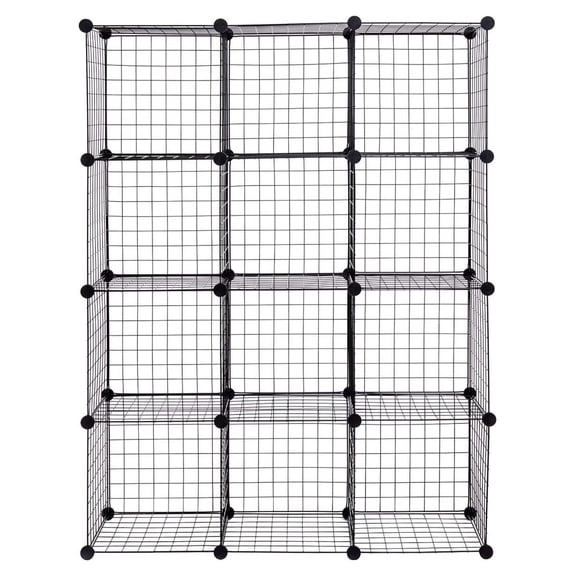 Bennium 12-Cube Metal Wire Storage Cubes, Standing Modular Shelving Grids, Customizable Metal Rack Bookcase DIY Storage Organizer (42" x 14" x 56"(L x W x H))
