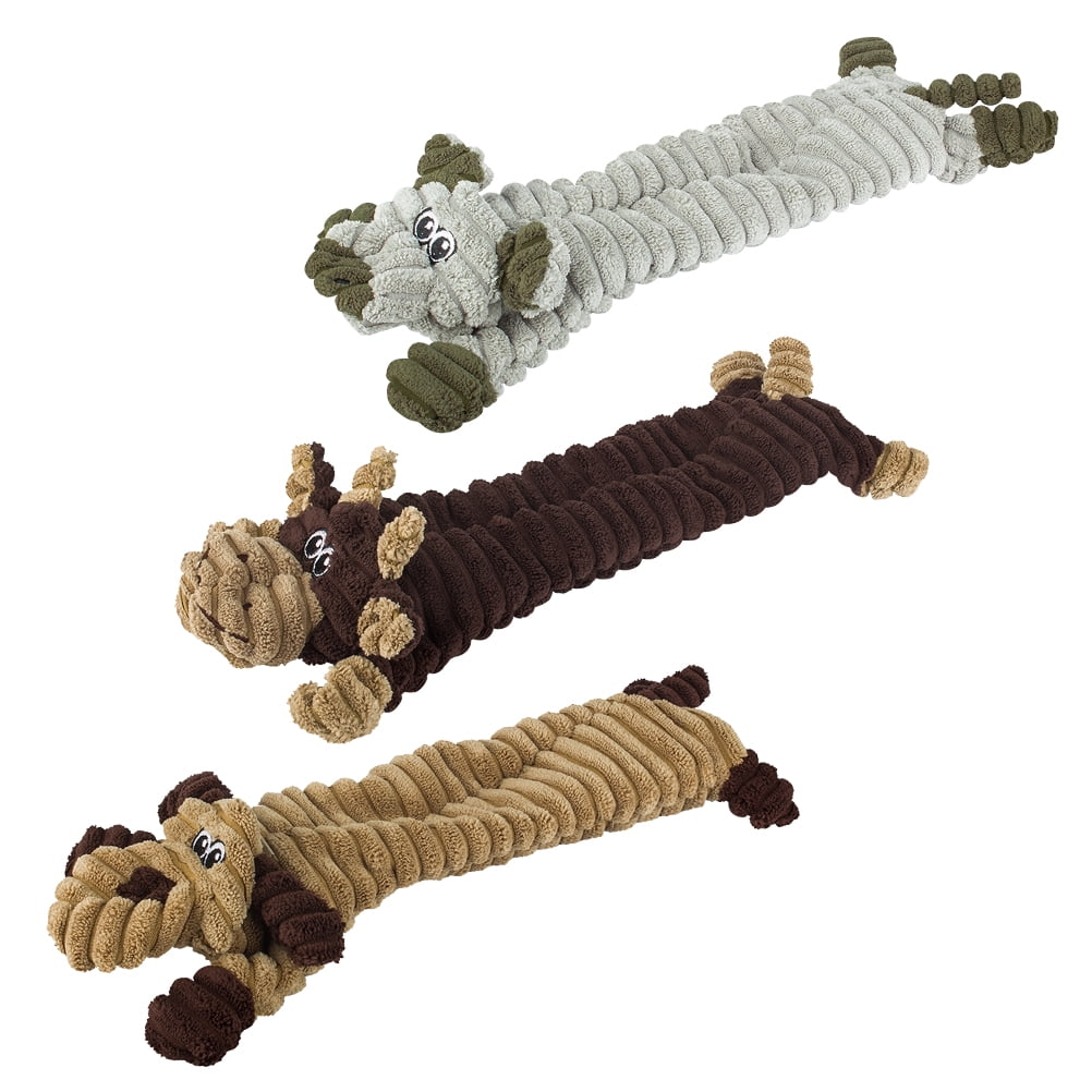 Kepooman 3 Pcs Dog Chew Toy for Teething Chewing and Playtime, No Stuffing Plush Animal Dog Squeaky Toy, Multi-color Kepooman 3 Pcs Dog Chew Toy for Teething Chewing and Playtime, No Stuffing Plush Animal Dog Squeaky Toy, Multi-color
