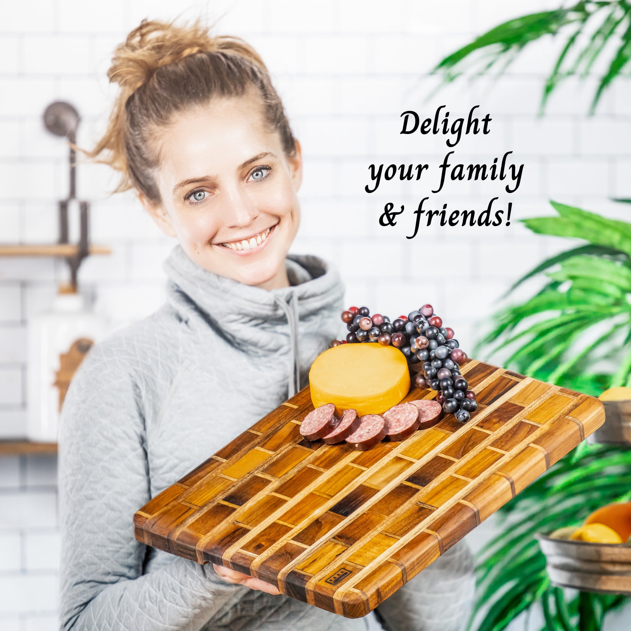 Artisanal Teak Charcuterie, Cutting, Cheese & Bread Board, Handmade, 16x12x1, for Slicing, Dicing & Food Serving