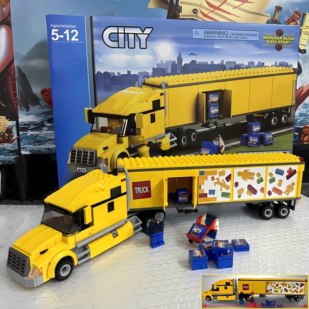 Camión transportador de entrega técnico amarillo 60440 bloques de construcción figuras de ladrillos conjunto vehículo modelo niños juguetes niños regalos