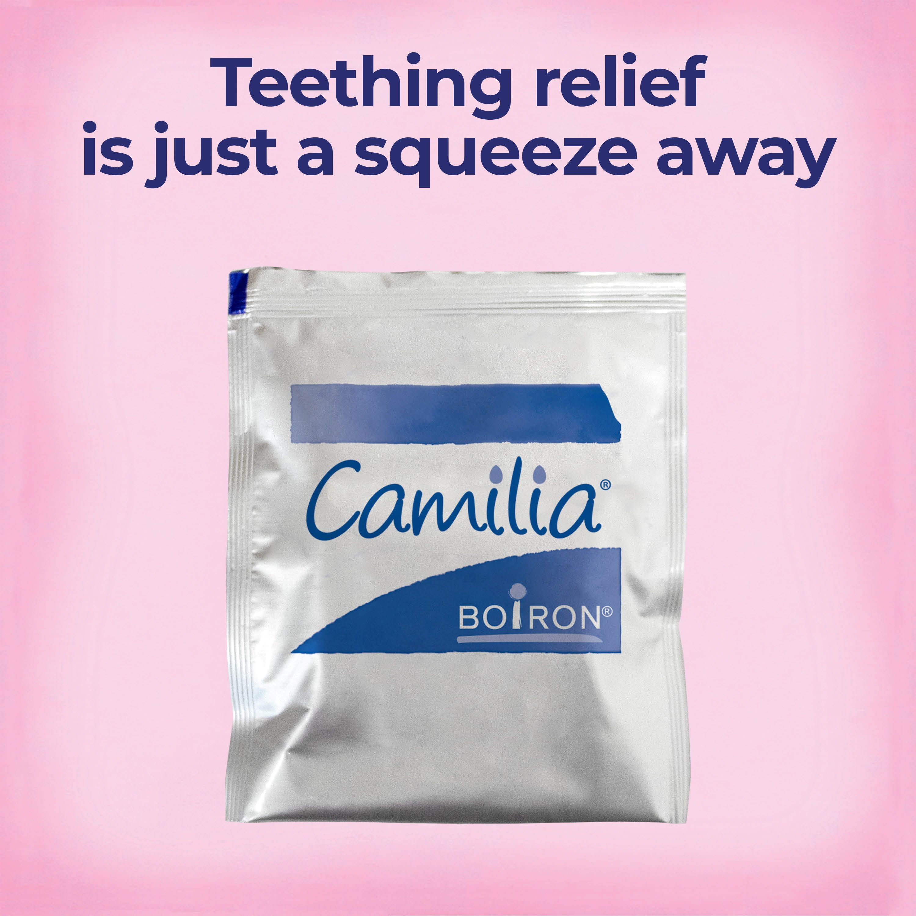 Boiron Camilia Single Liquid Dose, Homeopathic Medicines for Teething Relief, Painful Gums, Irritability, 2 x 30 Single Liquie Doses Twin Pack