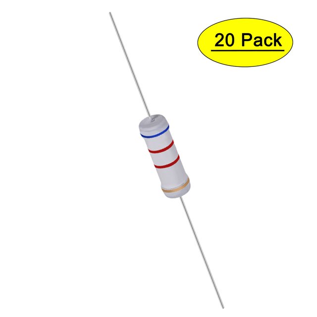 Uxcell 20Pcs 3W 3 Vatios Resistor de película de óxido metálico 6.2K Ohm ±5% Tolerancia