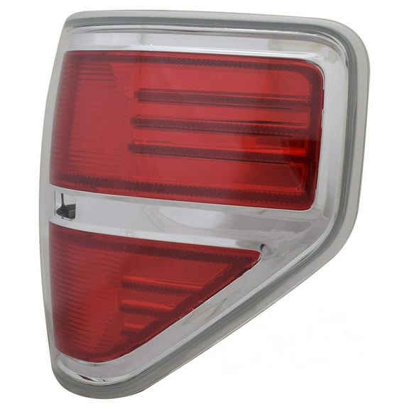For Ford F-150 2009 10 11 12 13 2014 Tail Light Driver Side | Plastic | Red & Clear Lens | Styleside | Chrome Accent | Replacement For FO2819143 | BL3Z-13404-B