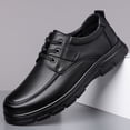 thumbnail image 2 of Men’s Black Leather Casual Lace-Up Shoes - Lightweight Comfortable Business & Walking Footwear, 2 of 5