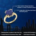 thumbnail image 2 of Gem Stone King 18K Yellow Gold Plated Silver Blue Lapis Double Prong Ring for Women (3.50 Cttw, Cushion 10MM, Gemstone Birthstone, Available in Size 5, 6, 7, 8, 9), 2 of 6