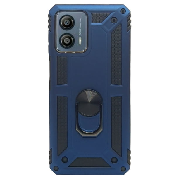 Funda Uso Rudo Con Anillo Magnético Para Motorola G13/ G53 Azul Marino Más 2 Micas De Cristal