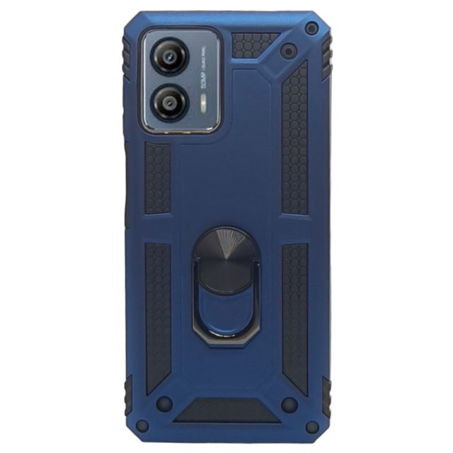 Funda Uso Rudo Con Anillo Magnético Para Motorola G13/ G53 Azul Marino Más 2 Micas De Cristal