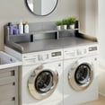 thumbnail image 6 of Wood 2-Tier Washer Dryer Countertop with Edge Rails, 54" W x 27.5" D Washer and Dryer Topper for Laundry Room Organization and Storage, Grey, 6 of 6