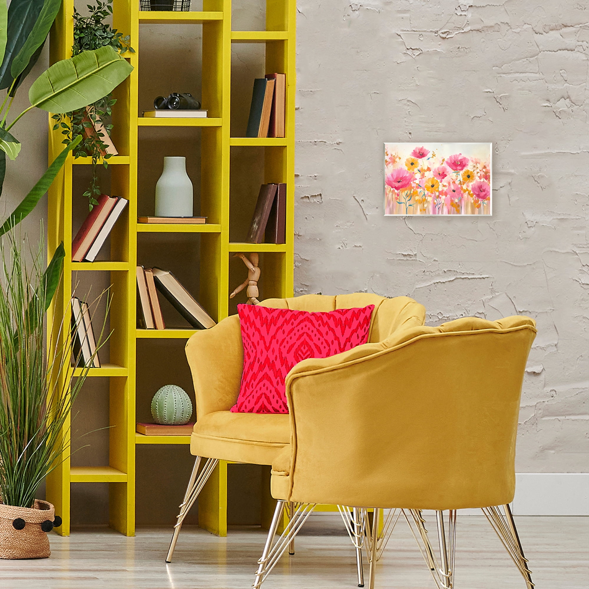 Stupell Industries Blooming Whimsy Pink & Yellow Wall Plaque Art, design by Andrea Haase