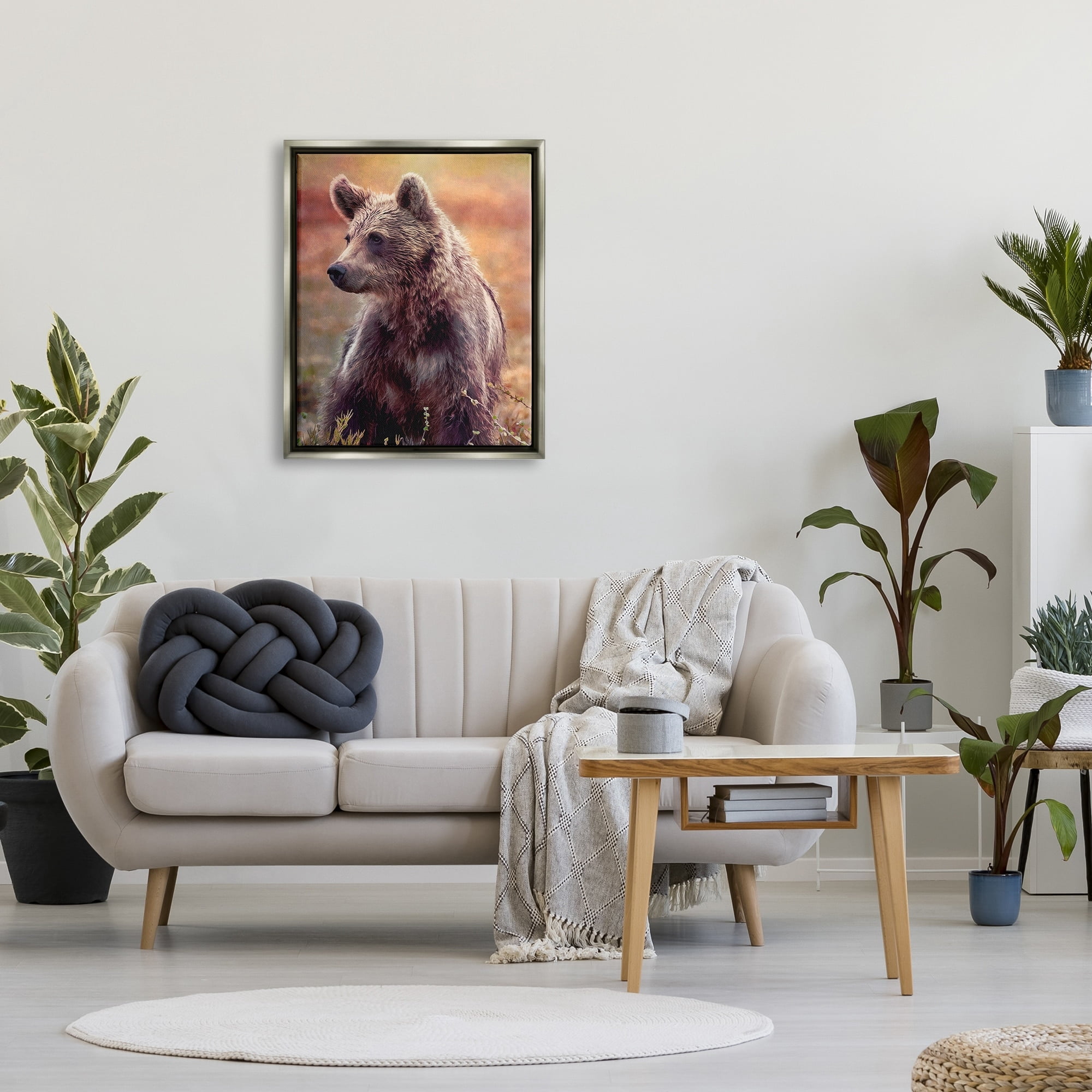 Stupell Industries Majestic Baby Bear Warm Sunlit Forest Habitat Photograph Luster Gray Floating Framed Canvas Print Wall Art, Design by Alpenglow Workshop