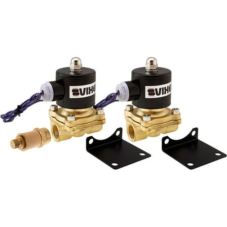 Vixen Air 1/2" NPT Air Ride Suspension High Flow Electric Air Valve (Solenoid) 210 PSI (2-Pack) with One 1/2" Flow/Dump Control Valve VXF2012M-2