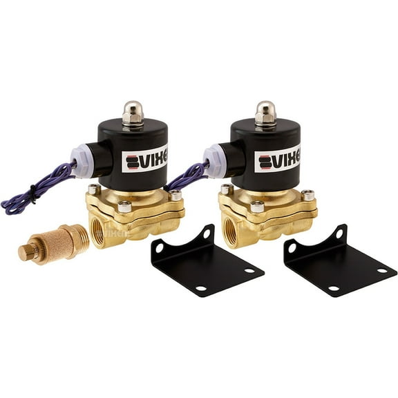 Vixen Air 1/2" NPT Air Ride Suspension High Flow Electric Air Valve (Solenoid) 210 PSI (2-Pack) with One 1/2" Flow/Dump Control Valve VXF2012M-2
