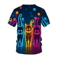 thumbnail image 2 of Neon Cat Luminous T-Shirt, Unisex Casual Fashion Printed Short Sleeve Shirt, Colorful Cat Pattern Design, 2 of 5