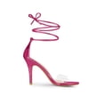 thumbnail image 3 of BLISSFUL STEP Women's Sandals Dress Shoes Stiletto Heels Clear Strap Lace up Sandals, 3 of 7