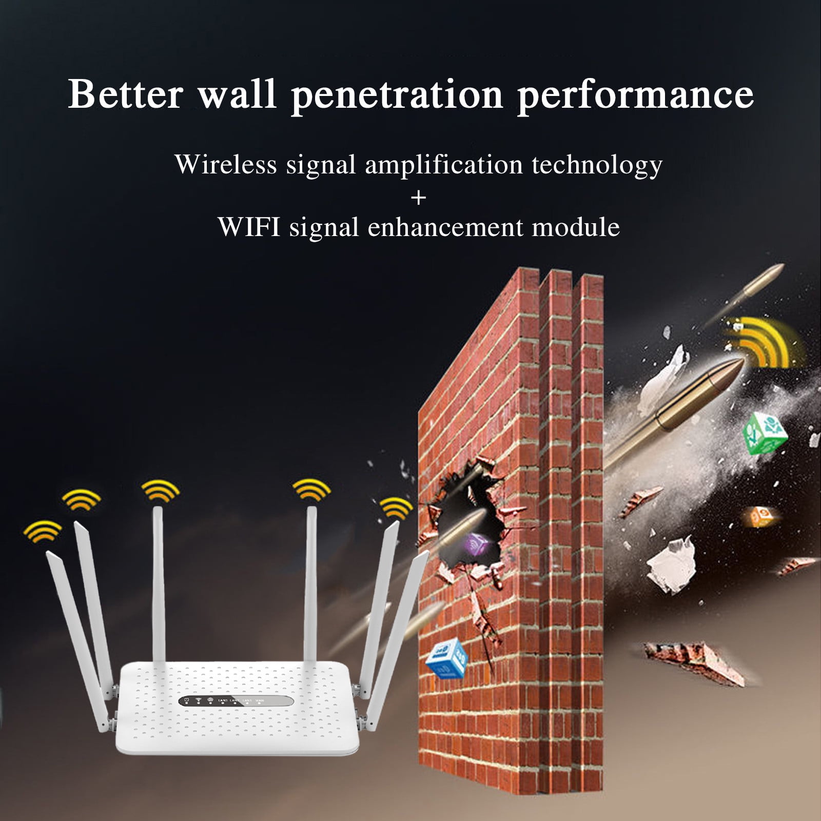 PBAZIH 2.4G/5G Dual-Band WiFi Router with Six Antennas, 1200Mbps Wireless Speed, High-Speed Through-Wall Signal, Stable 5G Home Router with Four Ethernet Ports, Ideal for Streaming and Gaming