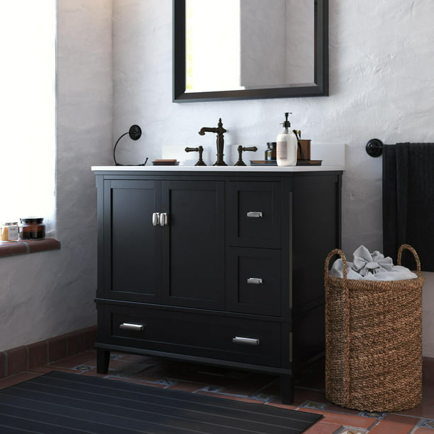 Dorel Living Otum 36 Inch Bathroom, Small Black Bathroom Vanity
