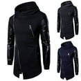 thumbnail image 3 of Odeerbi Hooded 2025 Casual Outwear Jackets for Men Sweater Trendy 2025 Casual Sleeves And Leather Irregular Hooded Jacket Black, 3 of 5