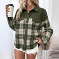 thumbnail image 5 of Coats for Women Plaid Long Sleeved Lapel Outerwear Jacket,Womens Coats Plus Size Green XXL, 5 of 6