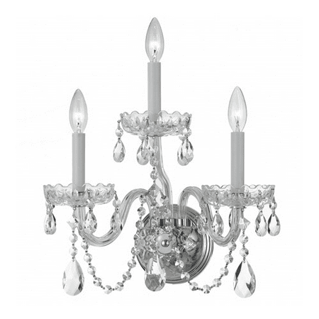 

Wall Sconces 3 Light With Polished Chrome Clear Swarovski Strass Crystal Glass 15 inch 180 Watts - World of Lighting