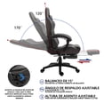 thumbnail image 3 of Silla Gamer Pro Dowinx | Ergonómica, Reclinable 180°, Masaje Lumbar USB, Reposapiés Retráctil, Ajustable | Cuero Sintético Premium, 3 of 10