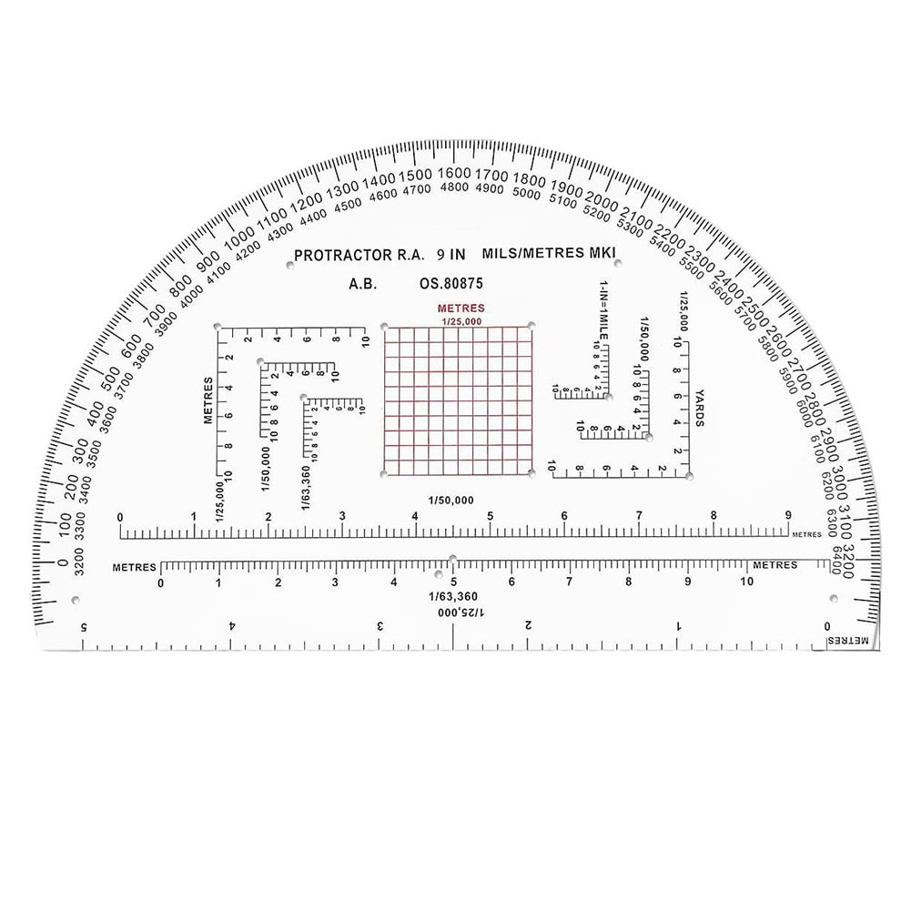 Protractor Coordinate Scale Navigation For Reading Maps With Ruler For G2Ab Mp-1 Fangkenuo