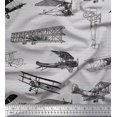 thumbnail image 1 of Soimoi Silk Fabric Stripe & Airplane Transport Decor Fabric Printed Yard 42 Inch Wide, 1 of 1
