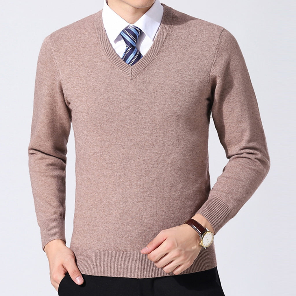 Men's Autumn And Winter New Fashion Solid Color Pullover With V-neck ...