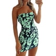 thumbnail image 3 of VISgogo Vestido ceñido al cuerpo sin mangas para mujer, patrón de hojas/a cuadros con cremallera en la espalda, vestido ceñido al cuerpo, estilo callejero de verano de una pieza VISgogo  moda, 3 of 6