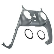 eXtremeRate Metallic Steel Gray Trim Shell Replacement Clip Shell w/Accent Ringsfor ps5 Controller BDM-010/020/030/040