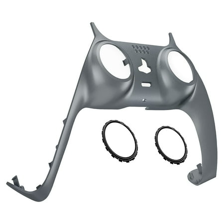 eXtremeRate Metallic Steel Gray Trim Shell Replacement Clip Shell w/Accent Ringsfor ps5 Controller BDM-010/020/030/040