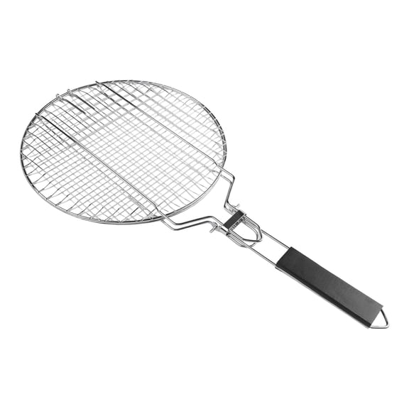 Stainless Steel Folding Round Grill Net Detachable Grill Basket Grill Barbecue Cage Lockable Grill Grate With Detachable Handle
