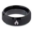 thumbnail image 2 of Tungsten Hot Fire Flame Emblem Band Ring 8mm Men Women Comfort Fit Black Beveled Edge Brushed Polished, 2 of 4