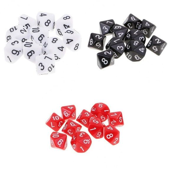 30Pcs 10 Sided Dice D10 Polyhedral Dice for Dice Games Multi-colors