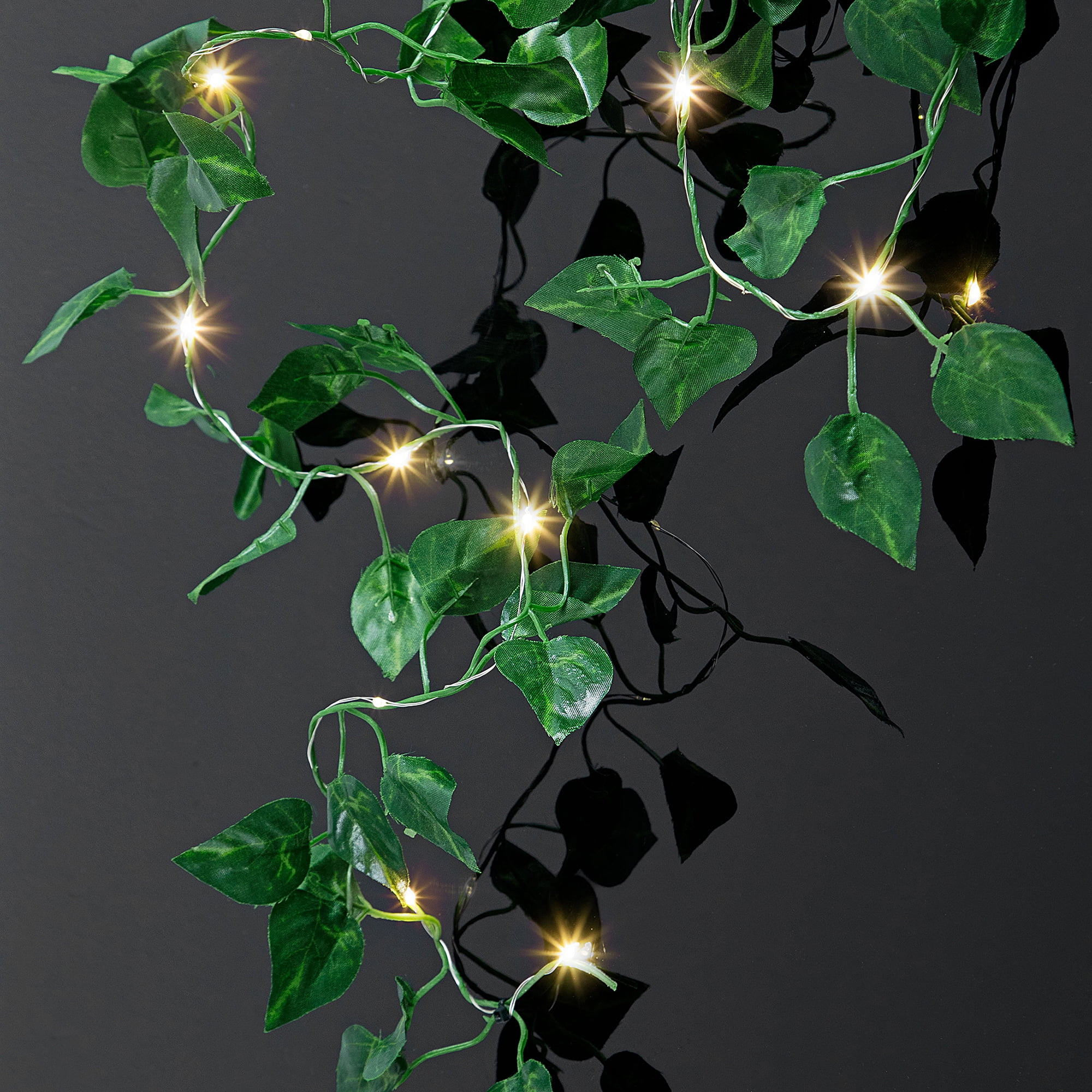 BrightSide 3-pack LED Ivy Garland Lights, 7ft Faux Vines, Warm White LEDs, Battery Operated