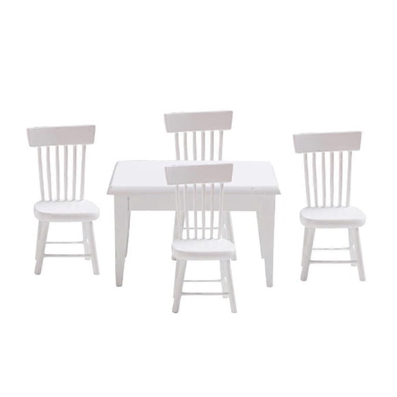 Wooden Mini Chair Table Model Dollhouse Chair Table for Decor 1Set