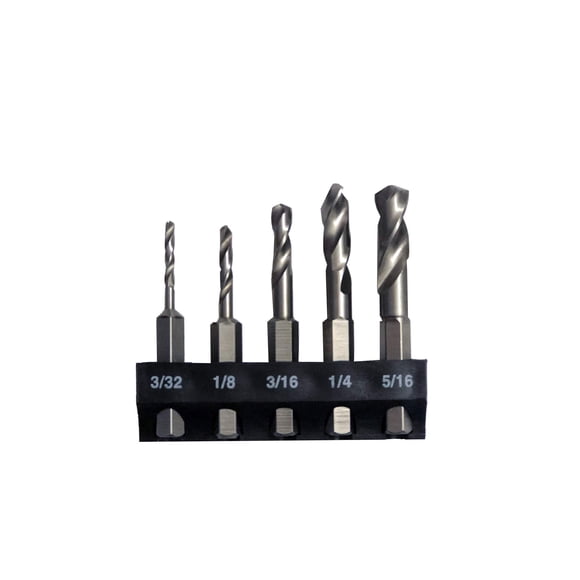 Juego de brocas HSS Stubby Milescraft 2320, 5 unidades, hexagonales, 1/4 pulgadas