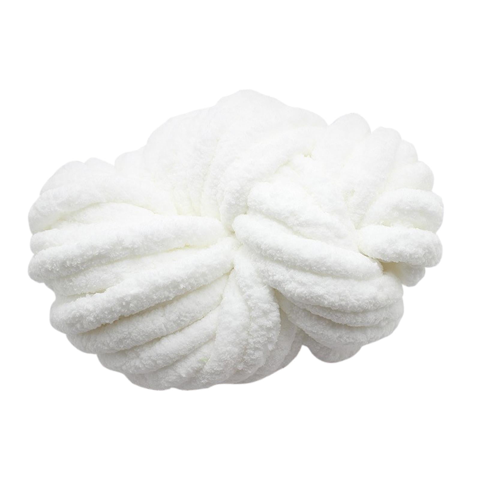 Abbraccia Chunky Chenille Yarn for Crocheting, Bulky Thick Yarn for Knitting,Super Bulky Chunky Yarn for Hand Knitting Blanket Pure White