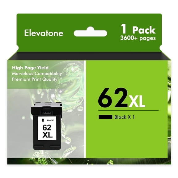 62XL 62 Ink Cartridges Compatible for 62 62XL for Envy 5540 5640 5660 7644 5740 7640 5741 8040 8000 OfficeJet 200 250 Printer (1 Pack Black)