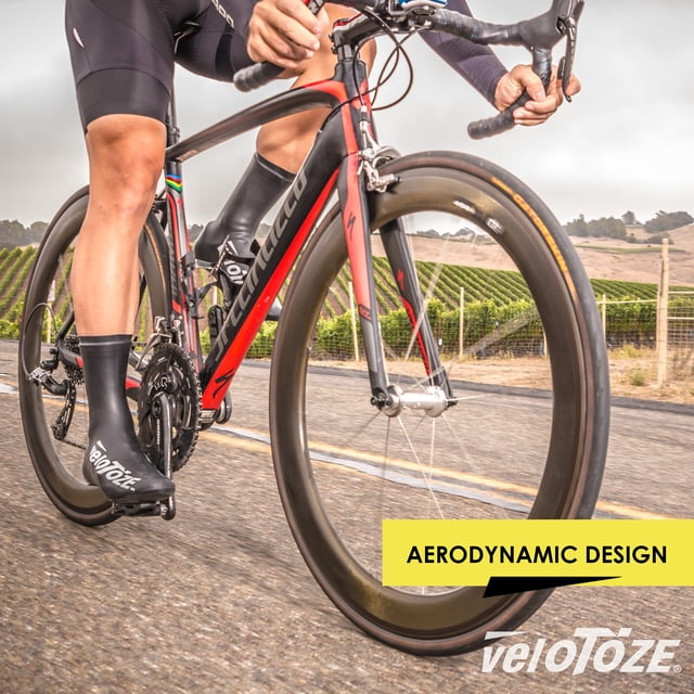 veloToze Tall Shoe Cover 2.0 - Covers Road Cycling Shoes - Water-Proof Windproof Overshoes for Bike Rides in Spring Fall Winter Rainy Cold Weather - Bright Colors Make Road Biking Trips Safer