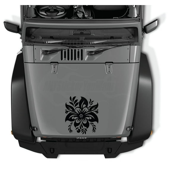 AnyStickerYouWant - Bloomin Heaven Hawaii Hibiscus Vinyl Hood Decal Sticker, 22" Tall Hibiscus Vinyl Hood Decal/Car Stickers - Fits on & Compatible with Jeep Wrangler & Jeep Gladiator