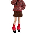 thumbnail image 2 of Komoo Women Faux Fur Leg Warmers 80s 90s Kawaii Knit Patchwork Fluffy Leg Warmers Furry Boot Covers, 2 of 8
