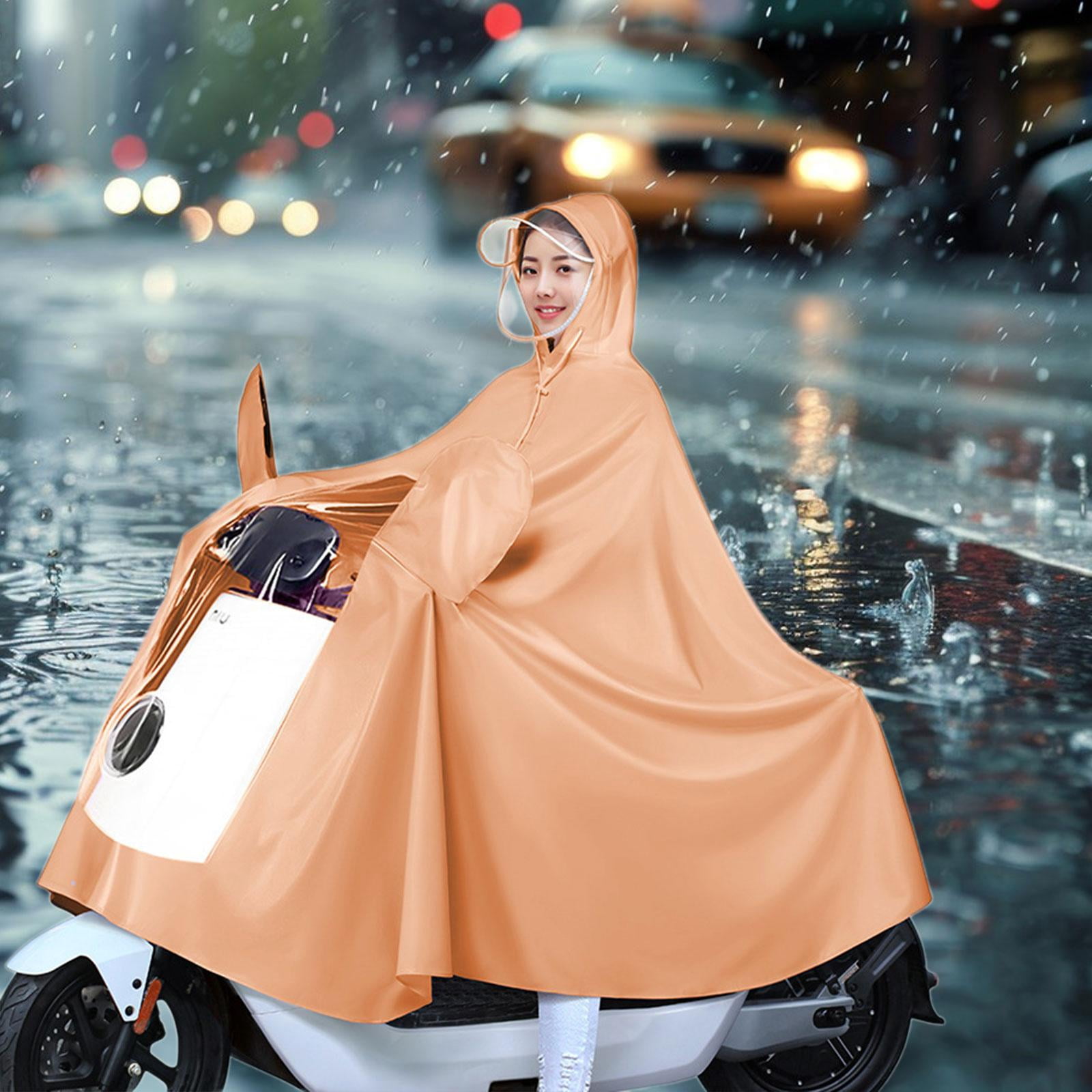 Wswqop Cycling Hooded Rain Cover Bike Full Body Long Raincoat Windproof Motorcycle Rain With Mirror Cover